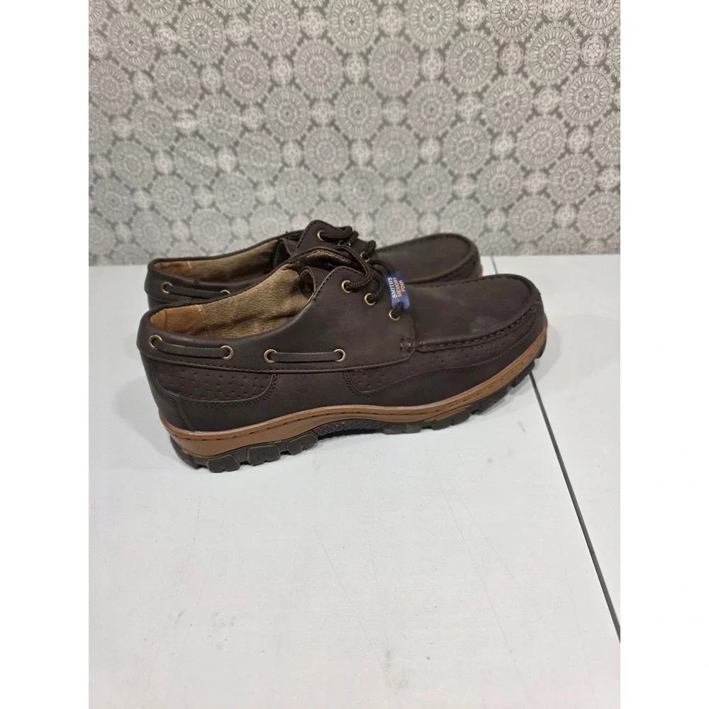 Smiths Workwear Mens Georgia Style Brown Leather Lace Up Boat Shoes Size‎ 11